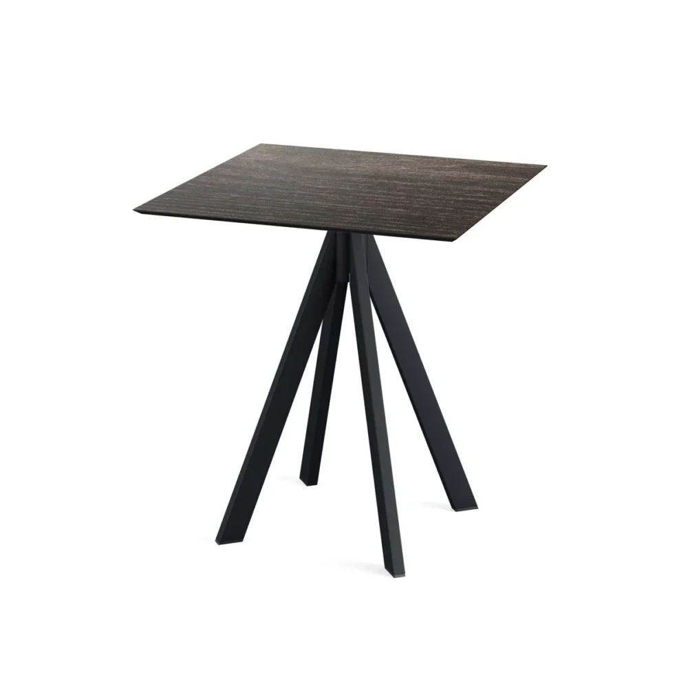 Infinity Terrastafel zwart frame + Riverwashed Wood HPL 70x70 cm - Afbeelding 1